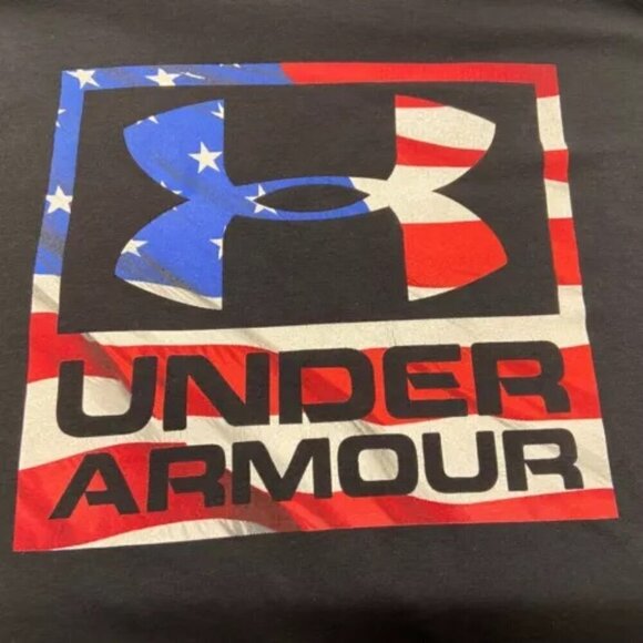Under Armour Heat Gear Men's Medium Black Loose Fit Large Freedom Flag UA Logo - Picture 12 of 12